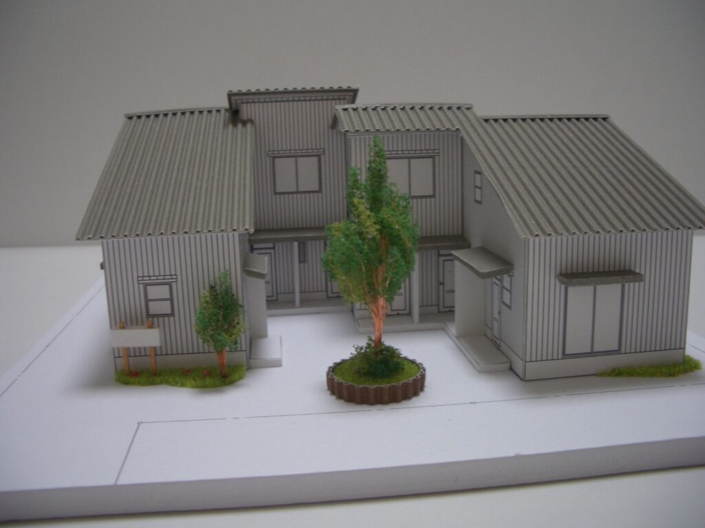 板倉造りの長屋の建物模型